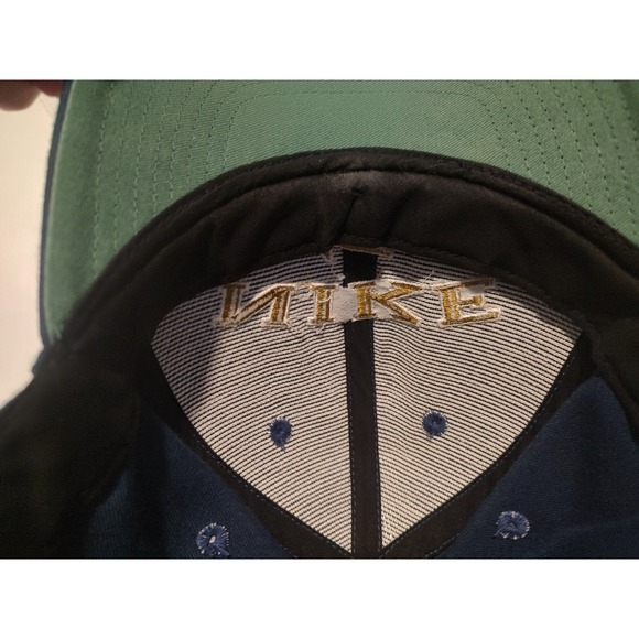 Vintage 90s Nike Spell Out Embroidered Swoosh SnapBack Hat Blue Yellow - Picture 10 of 13